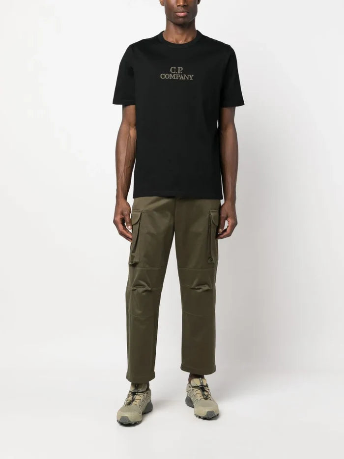 C.P COMPANY MEN Twisted Logo T-Shirt Black - MAISONDEFASHION.COM