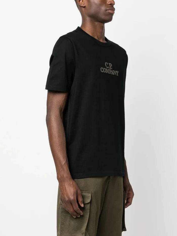 C.P COMPANY MEN Twisted Logo T-Shirt Black - MAISONDEFASHION.COM