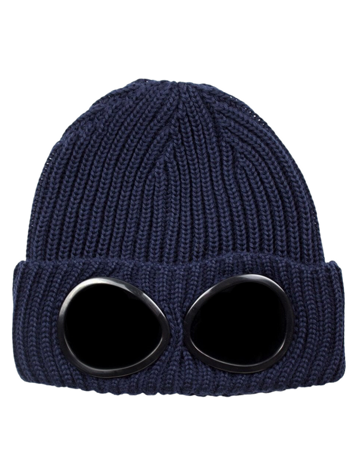 C.P COMPANY Wool Goggle Beanie Navy - MAISONDEFASHION.COM