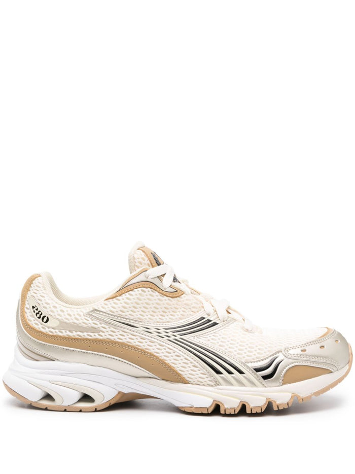 DIADORA Mythos Propulsion 280 M2 Lace-Up Sneakers White/Gold - MAISONDEFASHION.COM