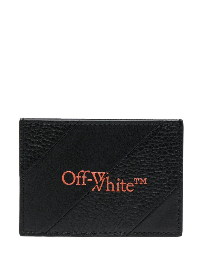 OFF-WHITE Diag Intarsia Card Case Black/Orange - MAISONDEFASHION.COM