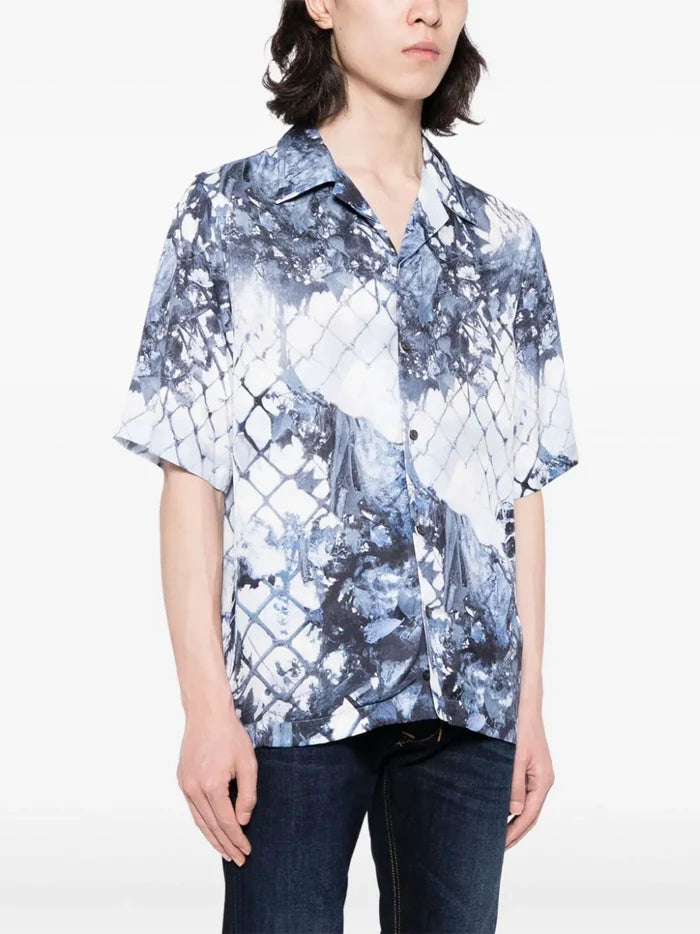 DIESEL S-Bristol Graphic Print Shirt Light Blue - MAISONDEFASHION.COM