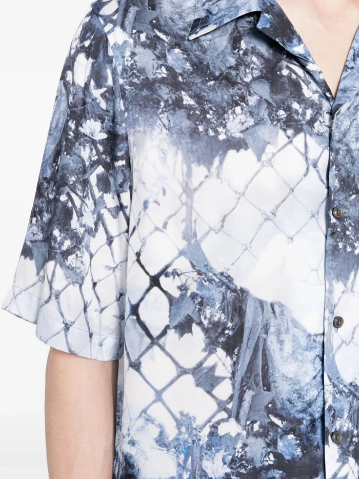DIESEL S-Bristol Graphic Print Shirt Light Blue - MAISONDEFASHION.COM