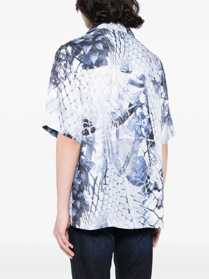 DIESEL S-Bristol Graphic Print Shirt Light Blue - MAISONDEFASHION.COM