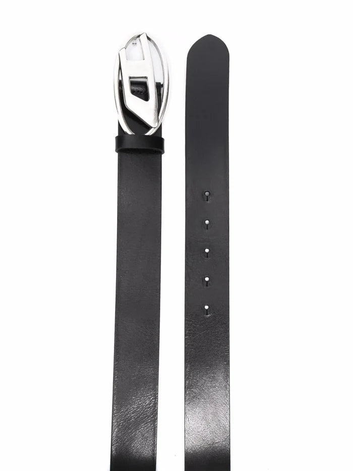DIESEL UNISEX 1DR Logo-buckle Leather Belt Black - MAISONDEFASHION.COM