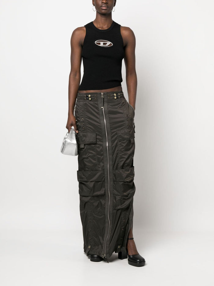 DIESEL WOMEN M-Onerva Cut-out Logo-plaque Knitted Top Black - MAISONDEFASHION.COM