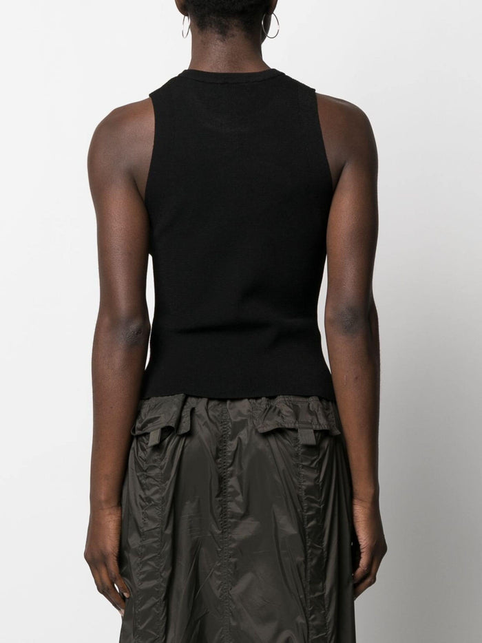 DIESEL WOMEN M-Onerva Cut-out Logo-plaque Knitted Top Black - MAISONDEFASHION.COM