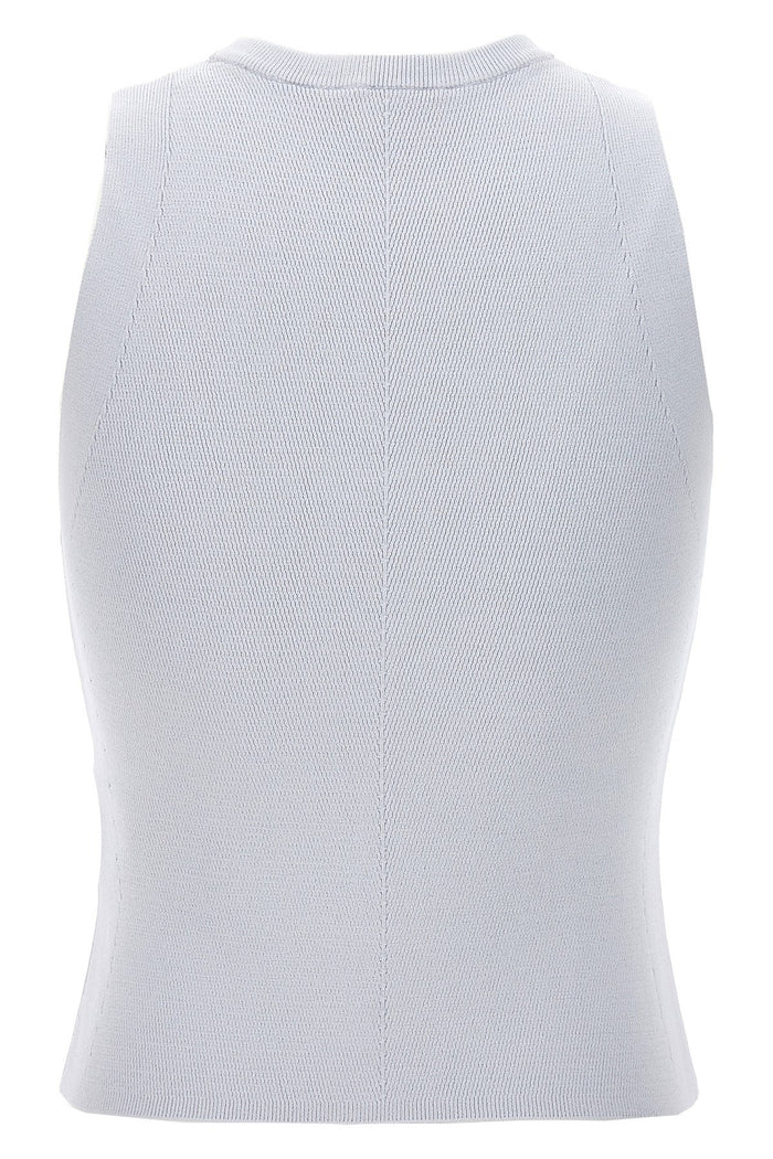 DIESEL WOMEN M-Onerva Cut-out Logo-plaque Knitted Top Light Blue - MAISONDEFASHION.COM