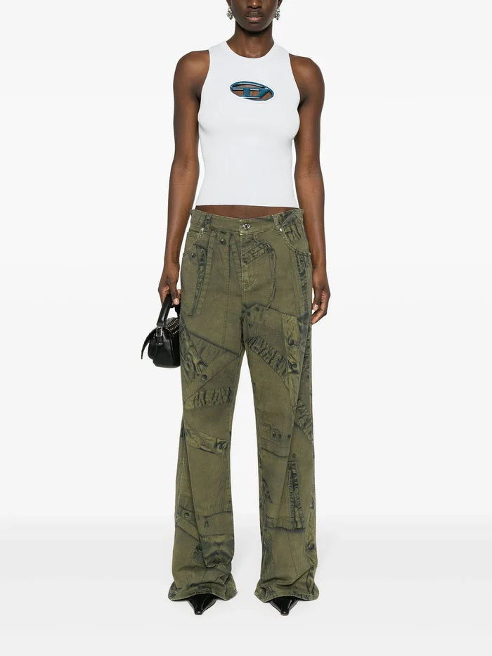 DIESEL WOMEN M-Onerva Cut-out Logo-plaque Knitted Top Light Blue - MAISONDEFASHION.COM