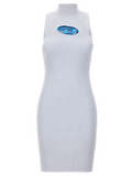 DIESEL WOMEN M-Onerva Logo-plaque Dress Light Blue - MAISONDEFASHION.COM