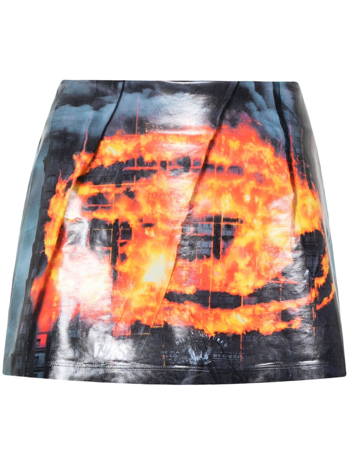 DIESEL WOMEN Poster Print Short Skirt Red/Blue - MAISONDEFASHION.COM
