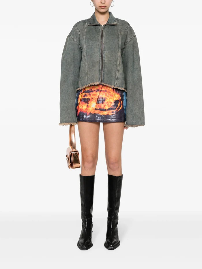 DIESEL WOMEN Poster Print Short Skirt Red/Blue - MAISONDEFASHION.COM
