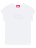 DIESEL WOMEN T-Angie Cut-out Logo T-shirt White - MAISONDEFASHION.COM