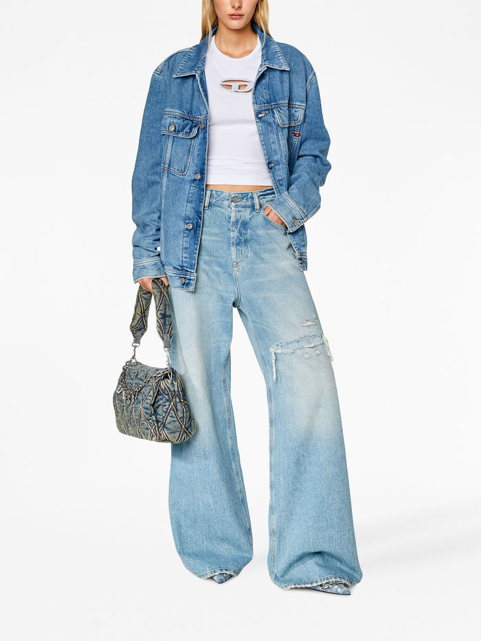 DIESEL WOMEN T-Angie Cut-out Logo T-shirt White - MAISONDEFASHION.COM