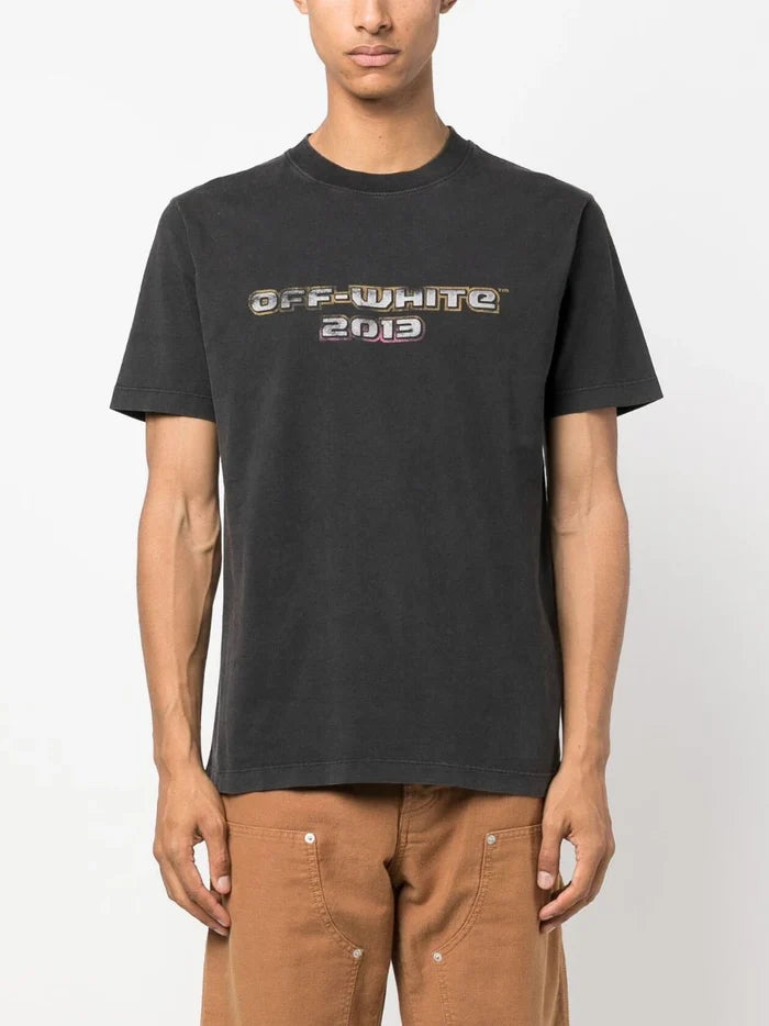 OFF-WHITE MEN Digit Bacchus Slim S/S T-Shirt Black/Multi - MAISONDEFASHION.COM