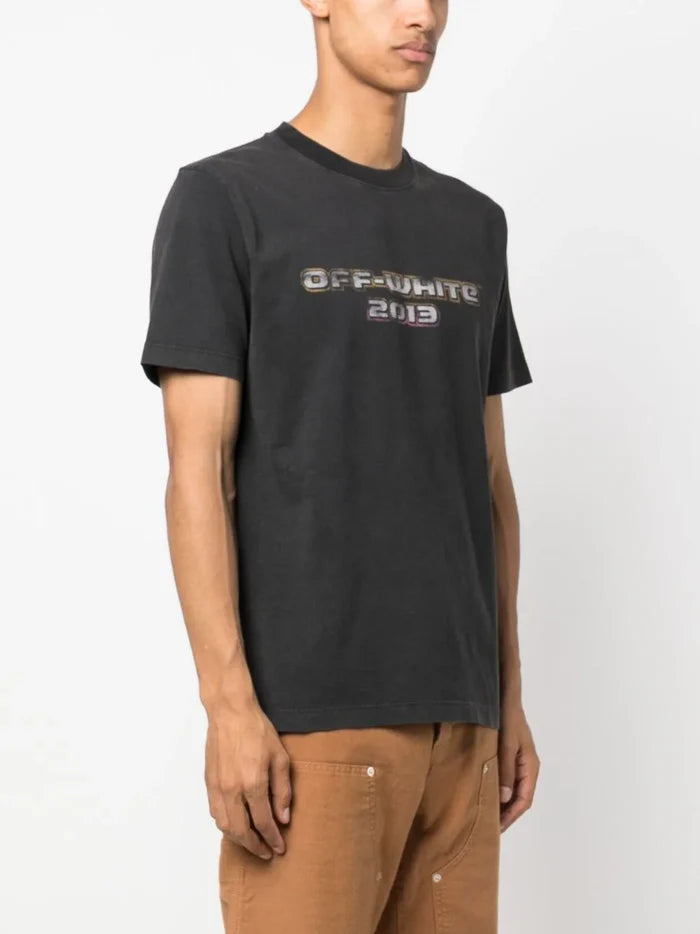 OFF-WHITE MEN Digit Bacchus Slim S/S T-Shirt Black/Multi - MAISONDEFASHION.COM