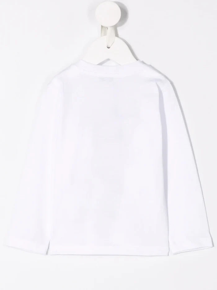 DOLCE & GABBANA BABY Boys Embroidered Logo Long Sleeved T-shirt White - MAISONDEFASHION.COM