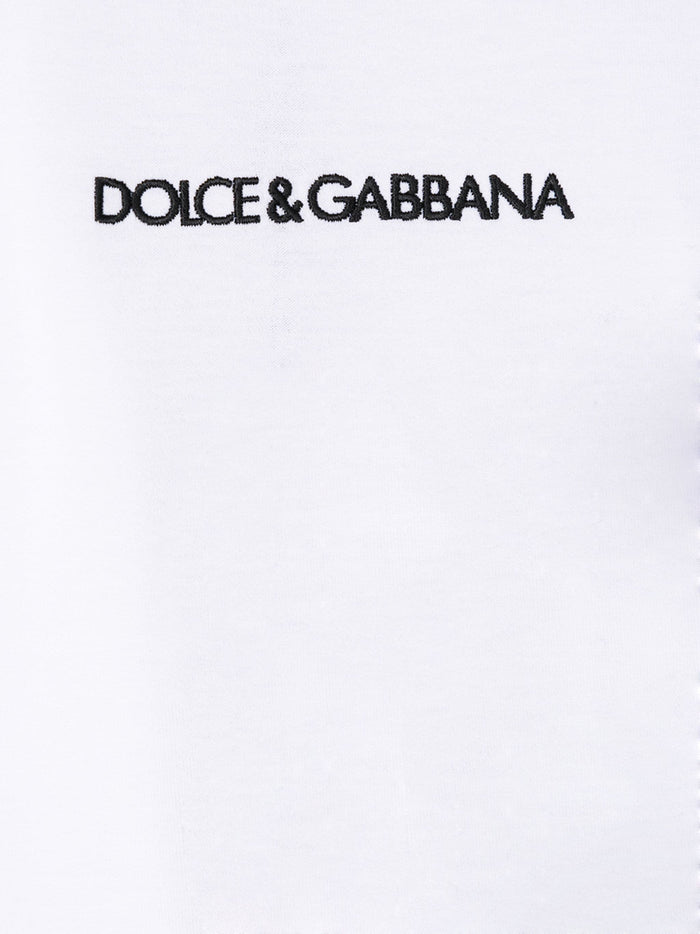 DOLCE & GABBANA BABY Boys Embroidered Logo Long Sleeved T-shirt White - MAISONDEFASHION.COM