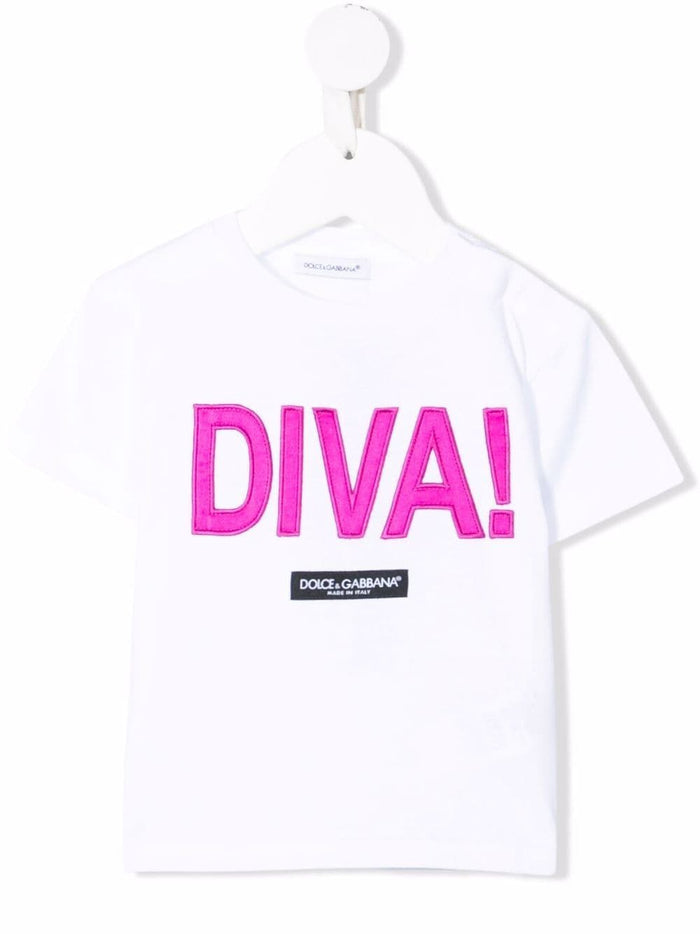 DOLCE & GABBANA BABY Diva print T-shirt White - MAISONDEFASHION.COM