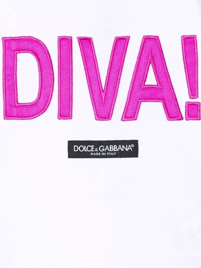 DOLCE & GABBANA BABY Diva print T-shirt White - MAISONDEFASHION.COM