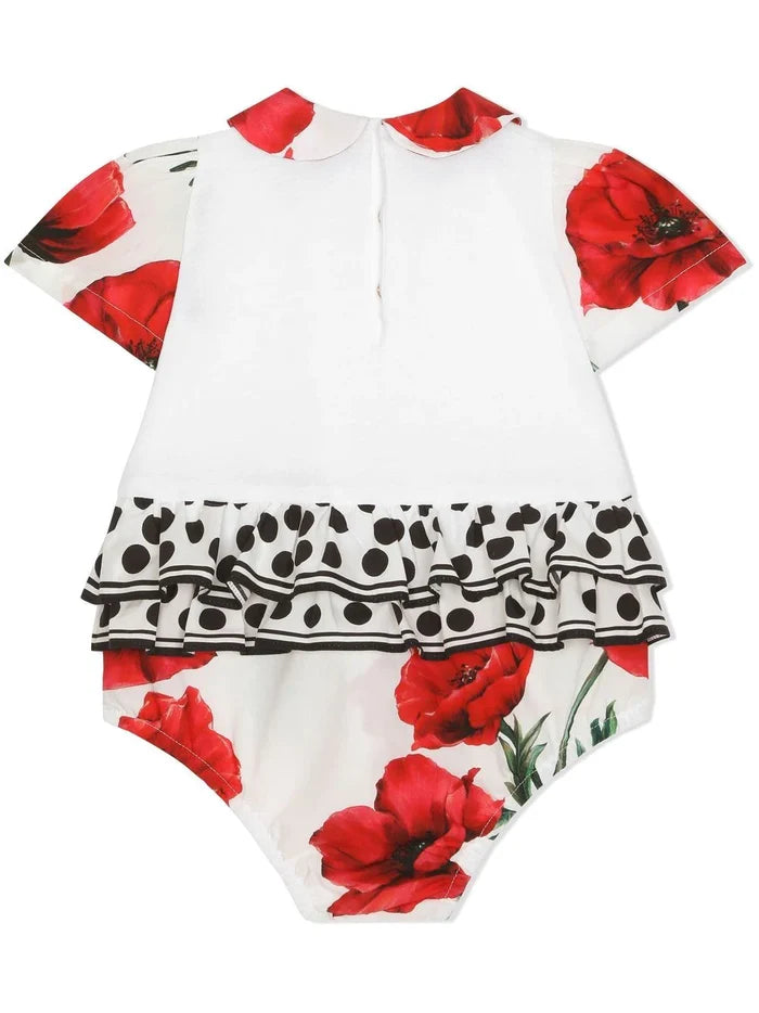 DOLCE & GABBANA BABY Floral-print Babygrow White/Multicolour - MAISONDEFASHION.COM