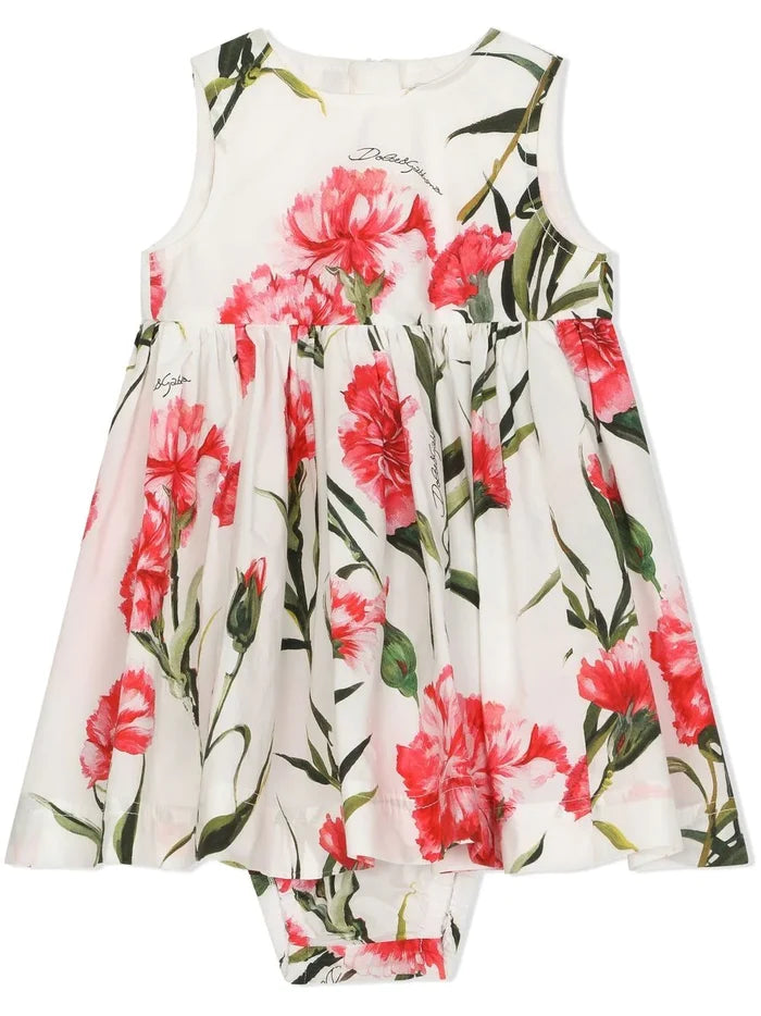 DOLCE & GABBANA BABY Floral-print Sleeveless Dress Set White/Multicolour - MAISONDEFASHION.COM