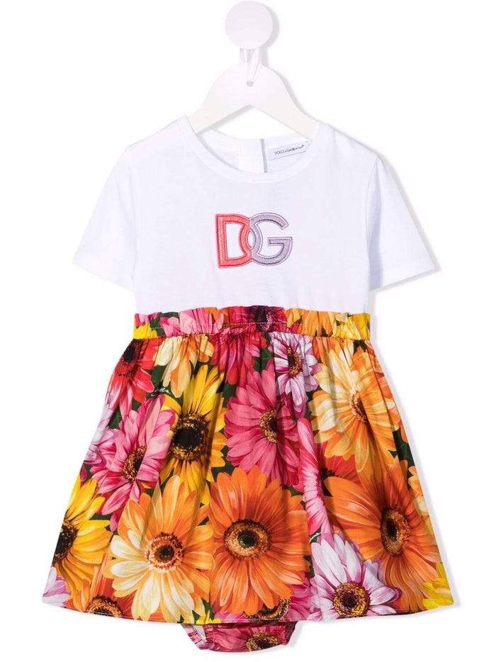 DOLCE & GABANA BABY Floral-print T-shirt dress White - MAISONDEFASHION.COM