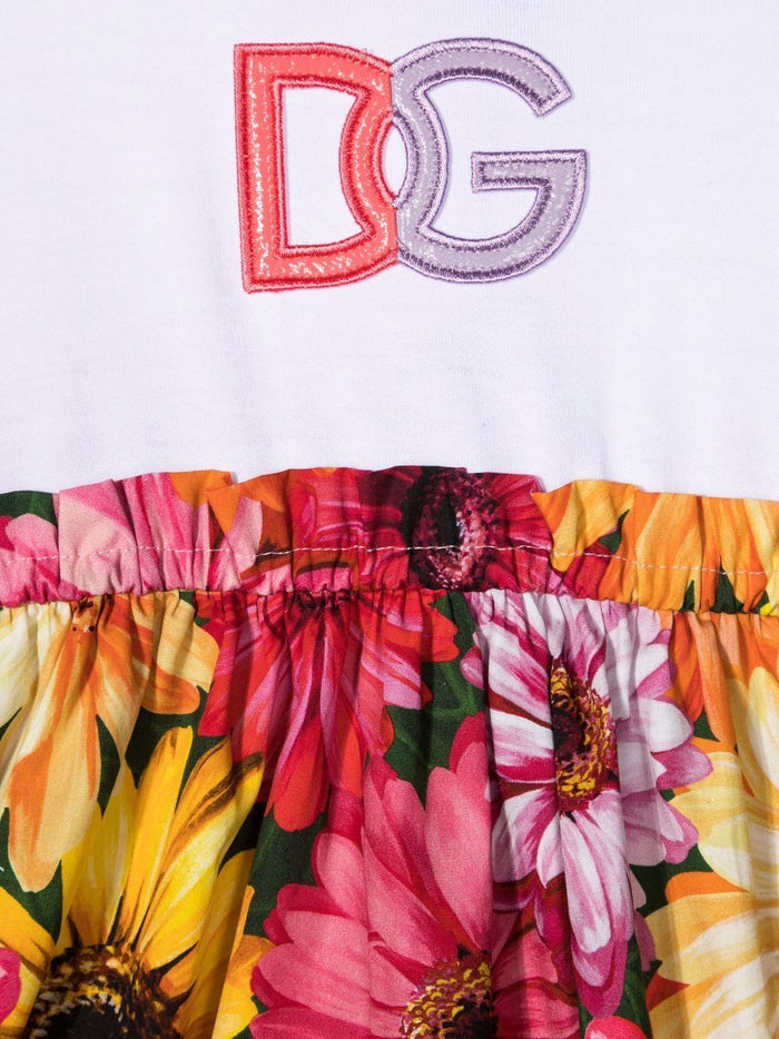 DOLCE & GABANA BABY Floral-print T-shirt dress White - MAISONDEFASHION.COM
