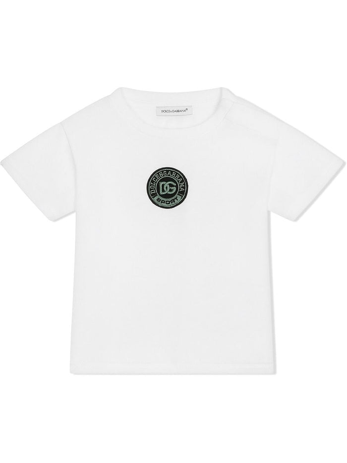 DOLCE & GABBANA BABY Logo-patch Cotton T-shirt White - MAISONDEFASHION.COM