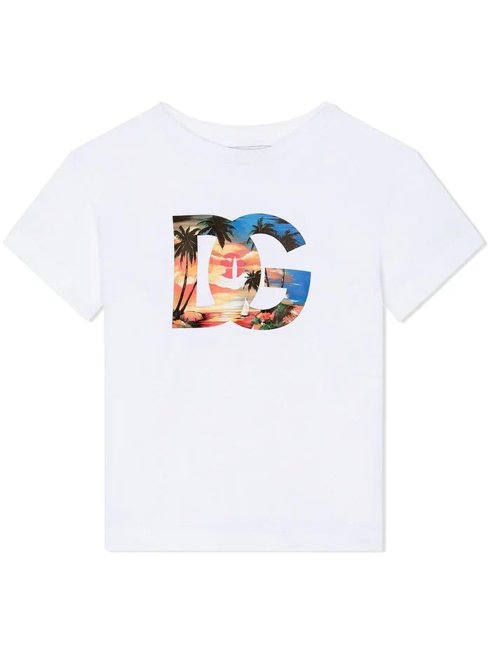 DOLCE & GABBANA BABY Logo-print Cotton T-shirt White/Multicolour - MAISONDEFASHION.COM