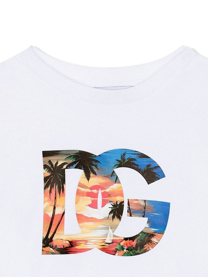 DOLCE & GABBANA BABY Logo-print Cotton T-shirt White/Multicolour - MAISONDEFASHION.COM