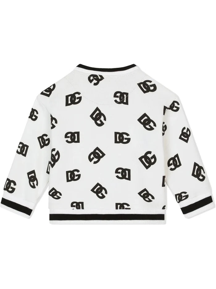 DOLCE & GABBANA BABY Logo-print Crewneck Sweatshirt Black/White - MAISONDEFASHION.COM