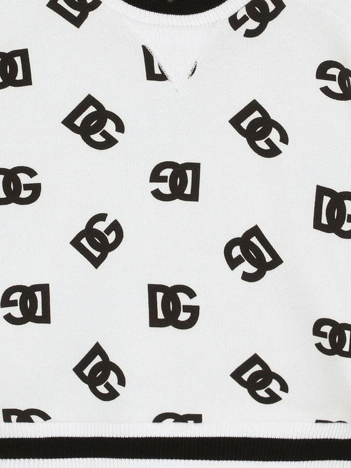 DOLCE & GABBANA BABY Logo-print Crewneck Sweatshirt Black/White - MAISONDEFASHION.COM
