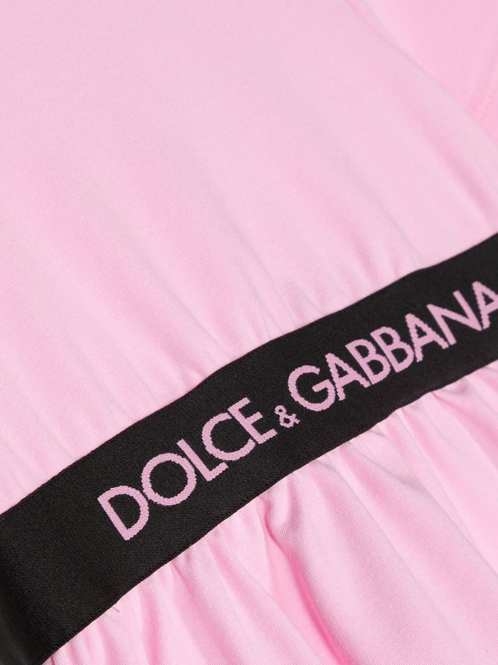 DOLCE & GABBANA BABY Logo-waistband T-shirt Dress Pink - MAISONDEFASHION.COM