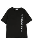 DOLCE & GABBANA KIDS Boys Logo Print T-Shirt Black/White - MAISONDEFASHION.COM