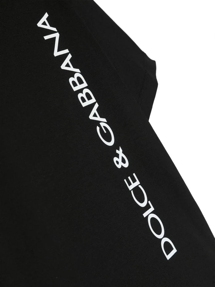 DOLCE & GABBANA KIDS Boys Logo Print T-Shirt Black/White - MAISONDEFASHION.COM