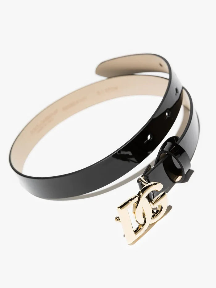 DOLCE & GABBANA KIDS DG Buckle Belt Black - MAISONDEFASHION.COM