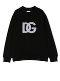 DOLCE & GABBANA KIDS DG Studded Logo Sweatshirt Black - MAISONDEFASHION.COM