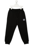 DOLCE & GABBANA KIDS Embroidered Logo Track Pants Black - MAISONDEFASHION.COM