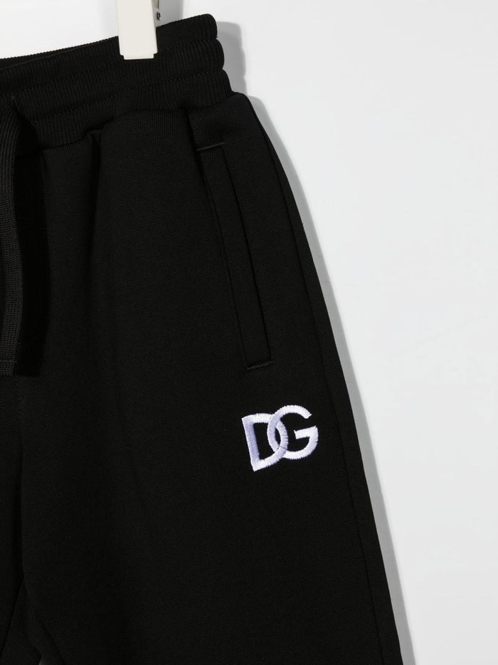 DOLCE & GABBANA KIDS Embroidered Logo Track Pants Black - MAISONDEFASHION.COM
