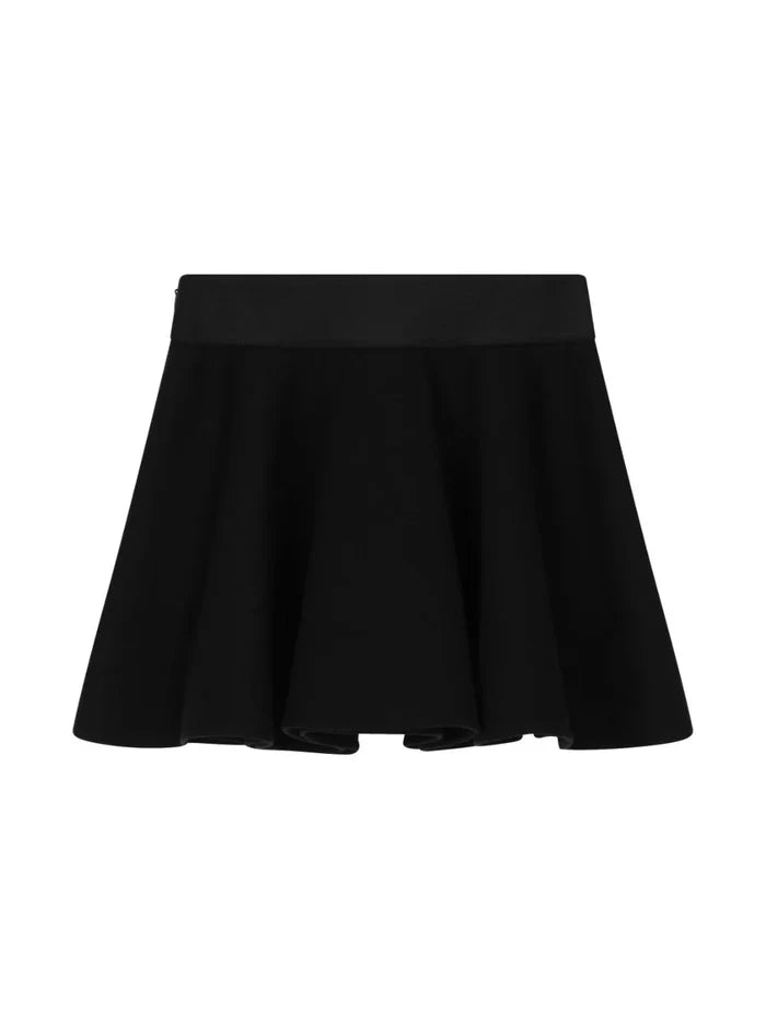 DOLCE & GABBANA KIDS Girls Logo Waist-Band Coton Skirt Black - MAISONDEFASHION.COM