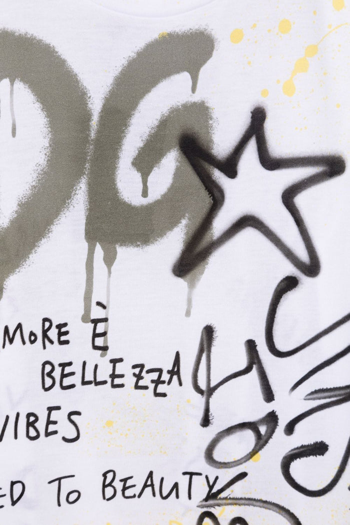 DOLCE & GABBANA KIDS Graffiti-print T-shirt White - MAISONDEFASHION.COM