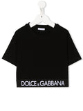 DOLCE & GABBANA KIDS Logo-band Crop T-shirt Black - MAISONDEFASHION.COM