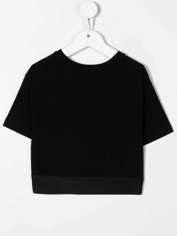 DOLCE & GABBANA KIDS Logo-band Crop T-shirt Black - MAISONDEFASHION.COM