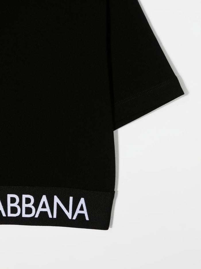 DOLCE & GABBANA KIDS Logo-band Crop T-shirt Black - MAISONDEFASHION.COM