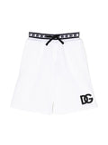 DOLCE & GABBANA KIDS Logo Band Shorts White - MAISONDEFASHION.COM