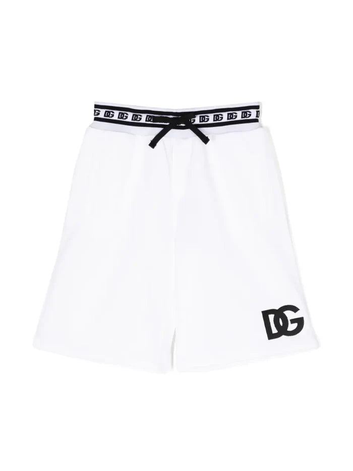 DOLCE & GABBANA KIDS Logo Band Shorts White - MAISONDEFASHION.COM