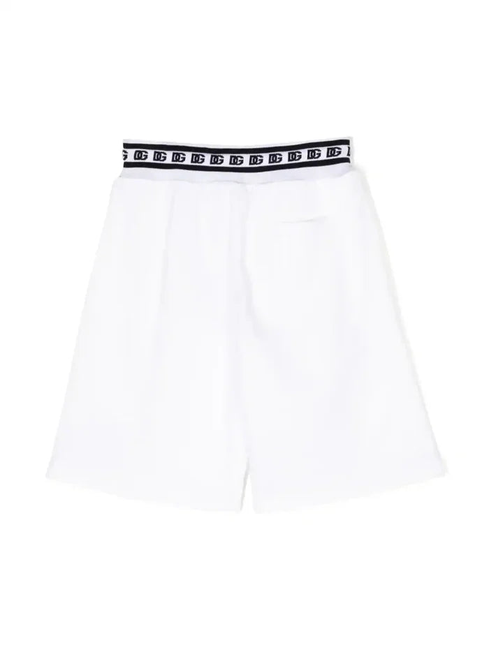 DOLCE & GABBANA KIDS Logo Band Shorts White - MAISONDEFASHION.COM