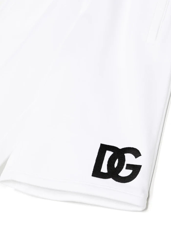 DOLCE & GABBANA KIDS Logo Band Shorts White - MAISONDEFASHION.COM