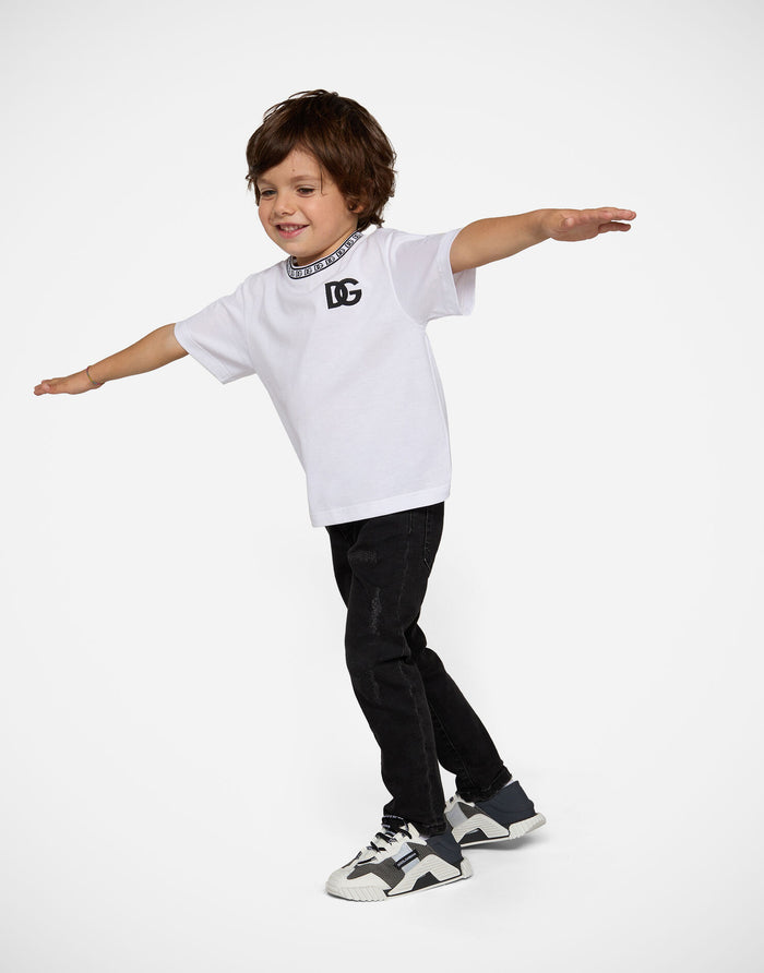 DOLCE & GABBANA KIDS Logo Band T-shirt White - MAISONDEFASHION.COM